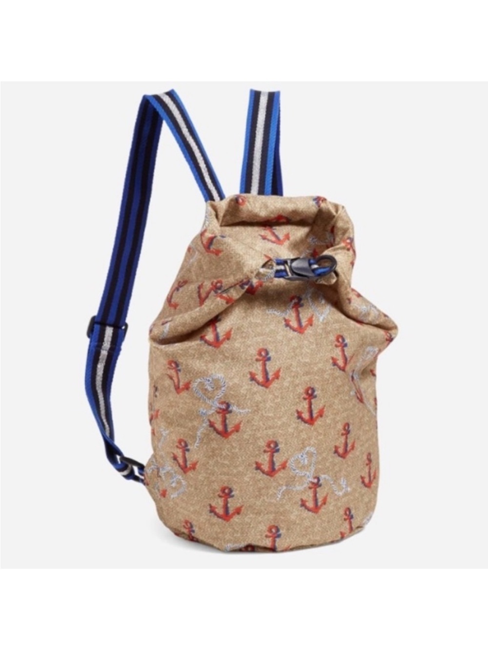 Vera Bradley Ahoy Beachsack anchor Print Roll-Top Backpack - NEW